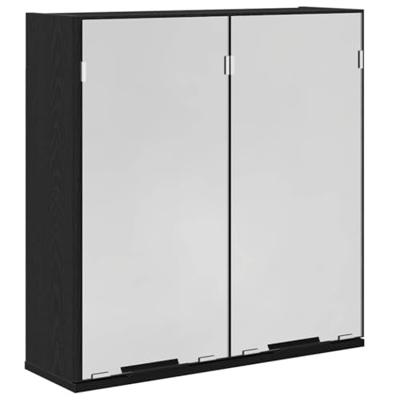 Spiegelkast met plank Zwart Eiken 64 x 20 x 67 cm Bewerkt hout