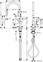 Hansgrohe Talis 1-gr keukenmkr 210 met uitttrekbare vuistdouche rvs-look 72800800 - thumbnail