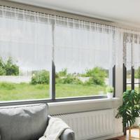 VidaXL Kantgordijn met gordijnen bloemen wit 100x900cm polyester - thumbnail