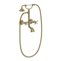 Douchemengkraan Tres Clasic 2 Kruisgreep Incl Handdouche met Steun Verouderd Messing Mat - thumbnail