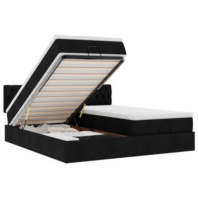 Ottoman bed met matrassen en LED's 180x200cm stof zwart