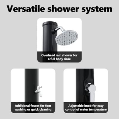 VidaXL Buitenzonne-douche zwart 217 cm pvc en aluminium