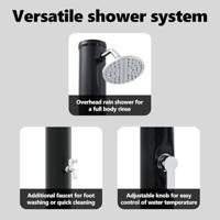 VidaXL Buitenzonne-douche zwart 217 cm pvc en aluminium - thumbnail
