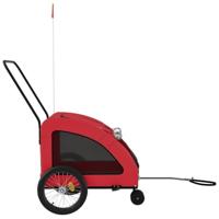 Hondenfietstrailer oxford stof en ijzer rood - thumbnail