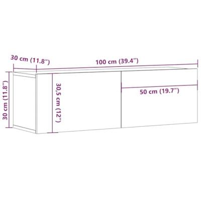Tv-meubels 2 st wandgemonteerd 100x30x30 cm oud houtkleurig