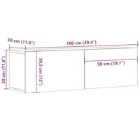 Tv-meubels 2 st wandgemonteerd 100x30x30 cm oud houtkleurig - thumbnail