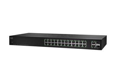 Cisco SF112-24 Unmanaged Switch met 24 10/100-poorten plus 2 SFP Mini-GBIC Uplink, beperkte levenslange bescherming (SF112-24-EU)