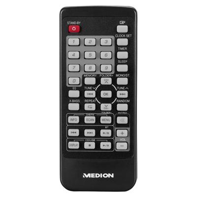 MEDION E64088 Micro Audio Systeem Compact Systeem (DAB+, CD speler. PLL FM-radio, Bluetooth, USB-aansluiting, sleeptimer, MP3, LCD-scherm met 12/24-uurs weergave)