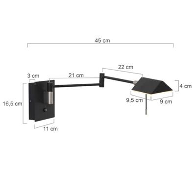 Steinhauer Wand leeslampRetina zwart - 3402ZW