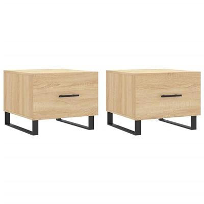 Salontafels 2 st 50x50x40 cm bewerkt hout sonoma eikenkleurig