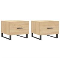 Salontafels 2 st 50x50x40 cm bewerkt hout sonoma eikenkleurig - thumbnail