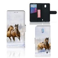Nokia 1 Plus | Telefoonhoesje | Met pasjeshouder | Paarden - thumbnail