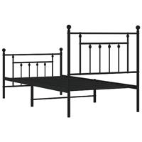 Bedframe met hoofd- en voeteneinde metaal zwart 80x200 cm - thumbnail