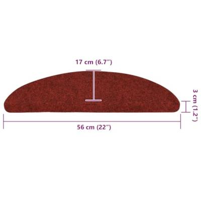 VidaXL Trapmatten zelfklevend 10 st 56x17x3 cm bordeaux rood halfrond - thumbnail