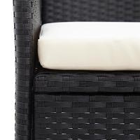 Tuinbank 2-zits met tafeltje 143 cm poly rattan zwart - thumbnail