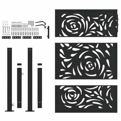 Poort met vlamontwerp 105x130 cm staal zwart Poort met vlamontwerp 105x130 cm staal zwart