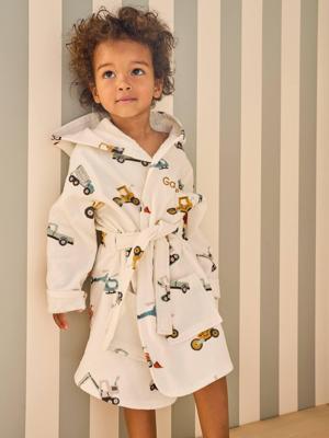 Badjas voor kinderen CHANTIER personaliseerbaar, met gerecycled katoen wit, bedrukt