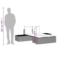 Ligbed 2-persoons met kussens poly rattan grijs - thumbnail