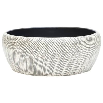 VidaXL Opzetwasbak rond φ41x14 cm keramiek zwart en grijs VidaXL Opzetwasbak rond φ41x14 cm keramiek zwart en grijs