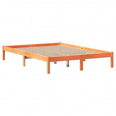 Bed met boekenkast zonder matras grenenhout wasbruin 135x190 cm