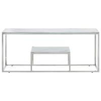 Salontafel roestvrijstaal en gehard glas zilverkleurig - thumbnail