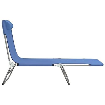 Ligbedden 2 st inklapbaar textileen en staal blauw - thumbnail