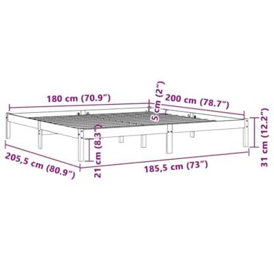 Bedframe zonder matras massief grenenhout wasbruin 180x200 cm