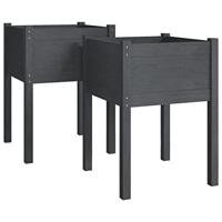 VidaXL Plantenbakken 2 st 50x50x70 cm massief grenenhout grijs - thumbnail