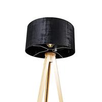 QAZQA Vloerlamp hout met stoffen kap zwart 50 cm - Tripod Classic - thumbnail