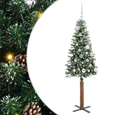 VidaXL Slanke kerstboom groen 150 cm pvc en massief dennenhout VidaXL Slanke kerstboom groen 150 cm pvc en massief dennenhout