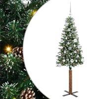 VidaXL Slanke kerstboom groen 150 cm pvc en massief dennenhout - thumbnail
