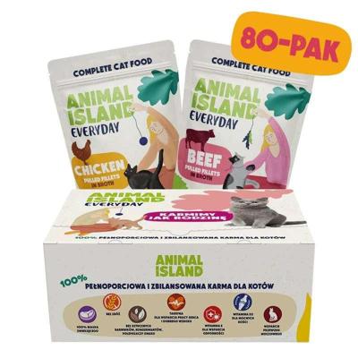 ANIMAL ISLAND Chicken / Beef Fillets in broth - nat kattenvoer - 80x85g