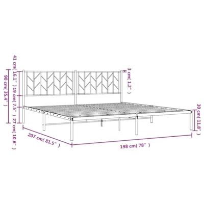 Bedframe met hoofdbord metaal wit 193x203 cm Bedframe met hoofdbord metaal wit 193x203 cm