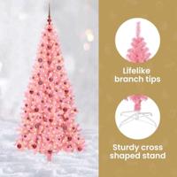 VidaXL Kerstboom met 300 led met standaard roze 210 cm pvc - thumbnail
