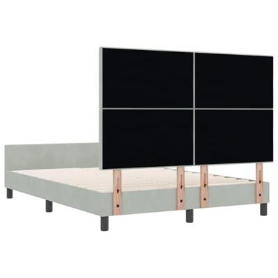Boxspringbed met hoofdeinde Lichtgrijs 140 x 200 cm Fluweel