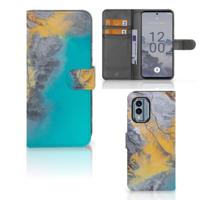 Nokia X30 | Bookcase | Marble Blue Gold - thumbnail
