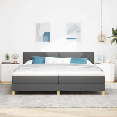 Boxspringbed met matras en LED stof donkergrijs 200x200 cm