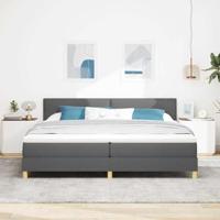 Boxspringbed met matras en LED stof donkergrijs 200x200 cm - thumbnail