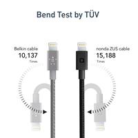Nonda Kabel - 1,20 m Lightning oplaadkabel naar USB, kabel voor iPhone & iPad, Apple gecertificeerd, ultrasnel opladen, synchronisatie, gegevensoverdracht, extreem duurzaam, nylon, zwart - 1,20 m - thumbnail