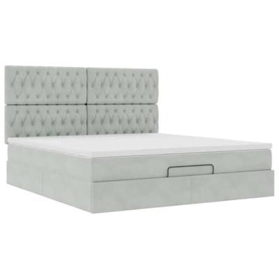 Ottoman bed met matrassen 160x200cm fluweel lichtgrijs
