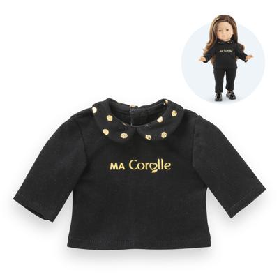 Corolle zwart en goud t-shirt voor poppen, 36cm