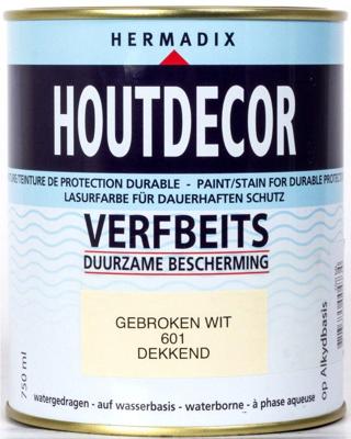 Hermadix houtdecor zijdeglans 750 ml gebroken wit (601) dekkend