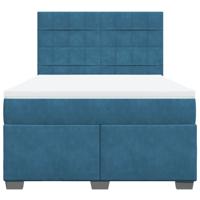Boxspring met matras fluweel blauw 160x200 cm - thumbnail