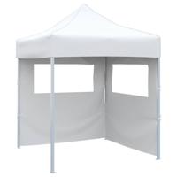 VidaXL Partytent met 2 zijwanden inklapbaar 2x2 m staal wit - thumbnail