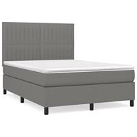 Boxspring met matras stof donkergrijs 140x190 cm - thumbnail