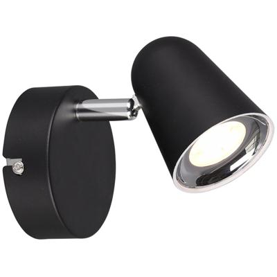LED Wandspot Rond 3W 3000K Mat Zwart Kunststof