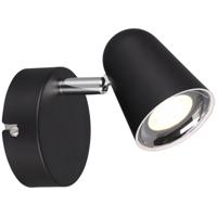 LED Wandspot Rond 3W 3000K Mat Zwart Kunststof - thumbnail
