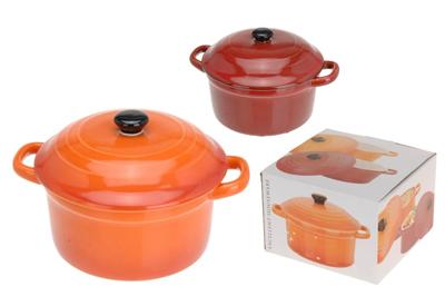 Stoofpan porselein + deksel 10x5cm or/ro