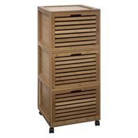 Ladekastje - Op Wielen - Verrijdbaar - Bamboe - Natuurlijke look - Natuurlijk materiaal - drie lades - 41,5x41x92,7cm - thumbnail