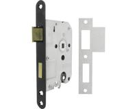 Nemef 1269 Deurslot | DM50mm | PC55mm | krukgat 8mm | voorplaat zwart gelakt 20x174mm afgerond | messing dag- en nachtschoot | DR 1+3/2+4 - - thumbnail